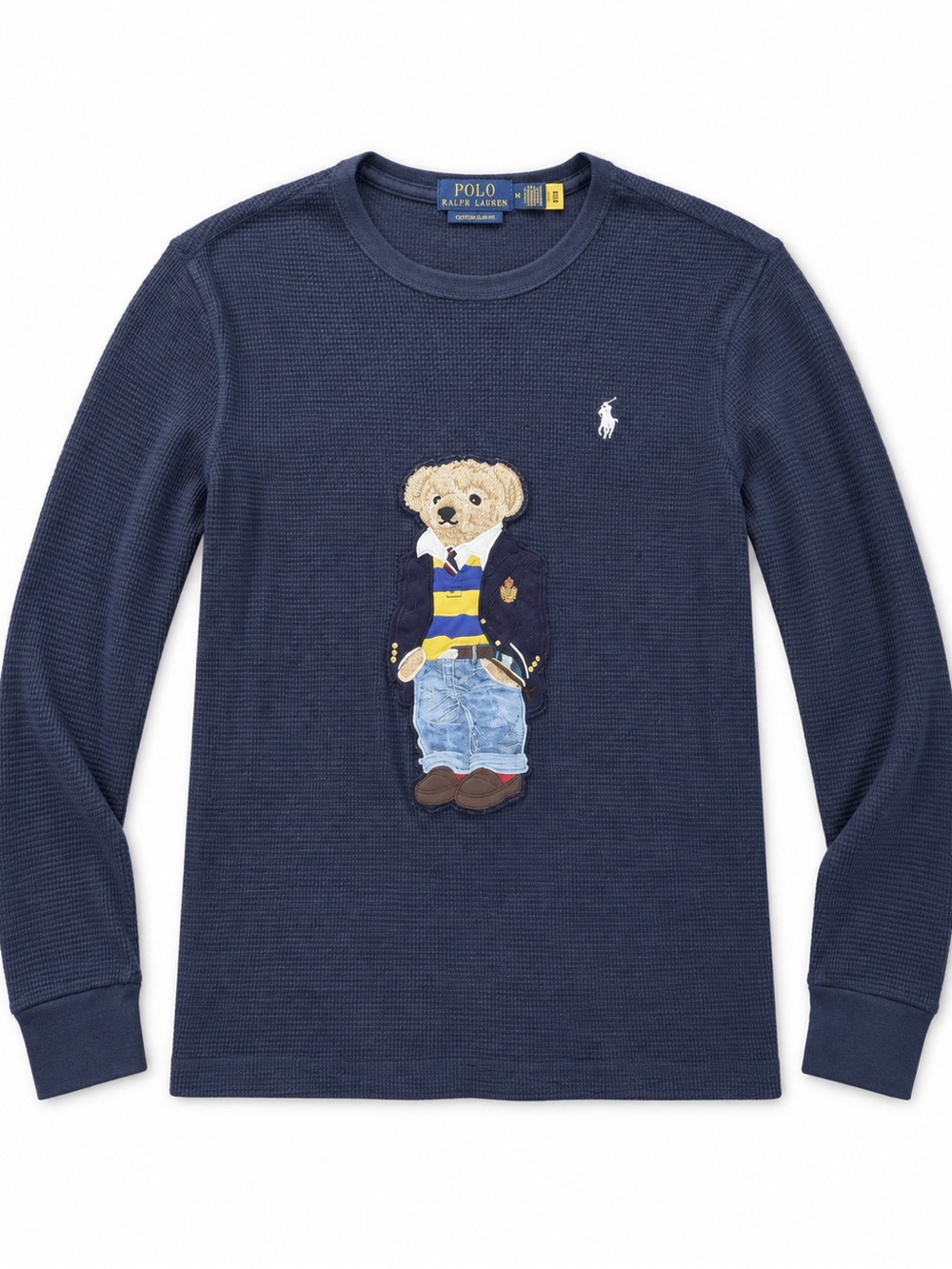Polo by Ralph Lauren Navy Bear Appliqué Long-Sleeve Top